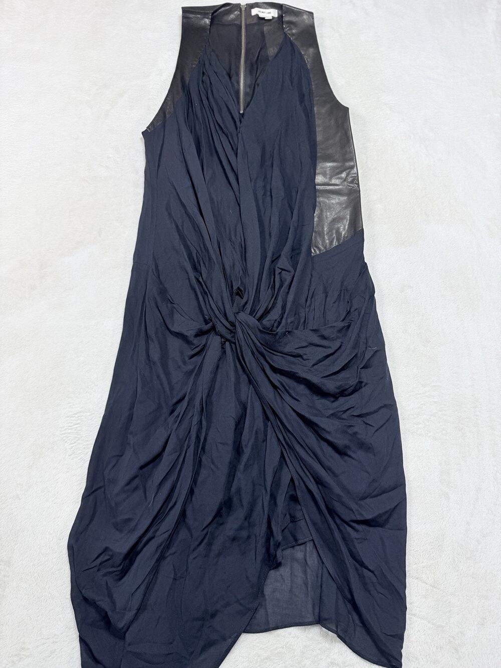 Helmut Lang Leather Silk Blend Twist Dress Goth Darkwear Avant Garde Womens 2